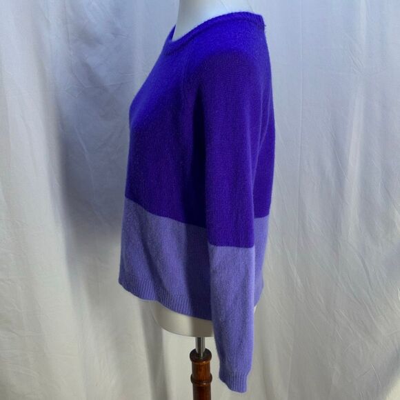 Lilly Pulitzer kinnik cashmere sweater purple colorblock Sz L - Picture 5 of 10